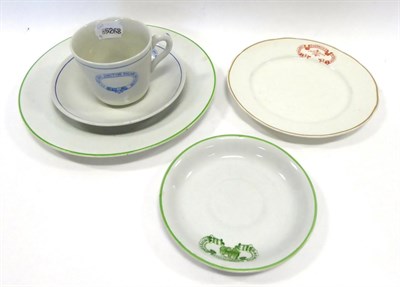 Lot 3194 - Railway Mission China Norwich City plate, a smaller example, Norwich City saucer and St Helens...