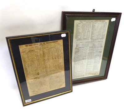 Lot 3203 - Two Early Railway Timetables (i) Hull & Selby June 1st 1847 Hull & Selby Line was leased to the...