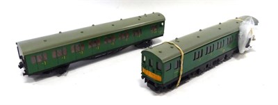 Lot 3240 - Hornby Dublo 3 Rail 3250 Electric Motor Coach BR S65326 together with trailer coach S77511 (both E