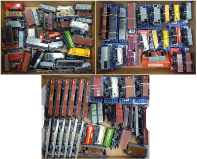 Lot 3241 - Hornby Dublo 3 Rail A Collection Of Assorted Wagons including 24 boxed and 65 unboxed examples...