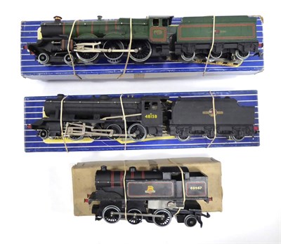 Lot 3251 - Hornby Dublo 3 Rail Locomotives EDLT20 Bristol Castle (decal worn) LT25 2-8-0 8F 48158 (both G...