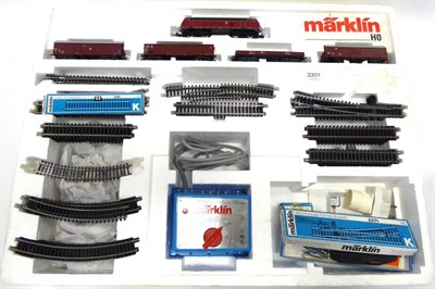 Lot 3301 - Marklin HO 2985 Goods Set, consisting of Class 216 Diesel locomotive and four bogie wagons (E...