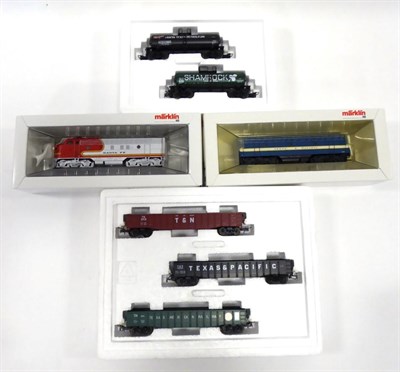 Lot 3312 - Marklin HO US Outline Locomotives And Wagons 40622 EMD F7; 4081 EMD F7 B-Unit both unpowered;...