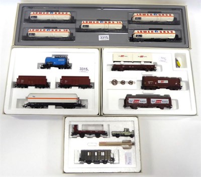 Lot 3315 - Marklin HO Wagon Sets 4798 Lowengas tank car, 4790 Bavaria regional car, 47883 Austria rail...