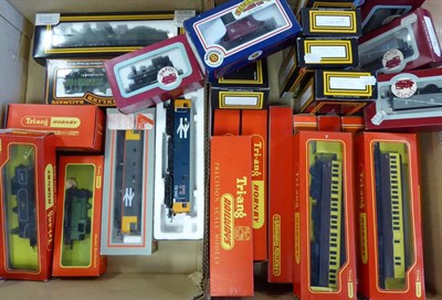 Lot 3317 - Triang Hornby OO Gauge Locomotives And Rolling Stock R52 LMS 0-6-0T, R754 0-4-4T Class M7 and R355G