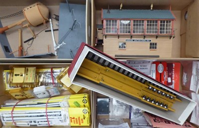 Lot 3335 - Constructed O Gauge Kit Accessories including constructed kit Barnham Junction signal box and water