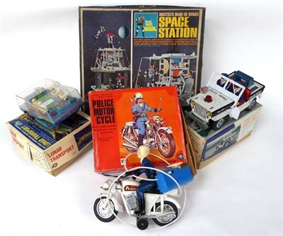 Lot 3377 - Modern Toys Battery Operated Lunar Transport Daiya Police Patrol Jeep; Modern Toys Police Motor...