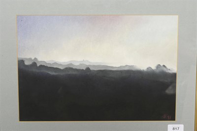 Lot 817 - Mackenzie Thorpe (b.1956)  A Distant View of Richmond, North Yorkshire Signed with the artist's...