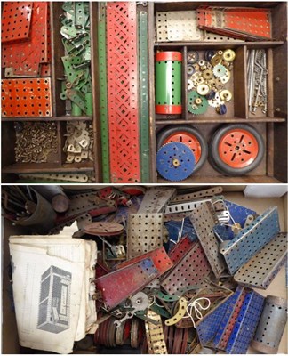 Lot 3388 - Meccano A Collection Of Loose Parts pre-war red/green and blue hatched and other colours, including