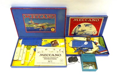 Lot 3389 - Meccano Aeroplane Construction Set Boxes for 1 and 1a with instructions for Outfits No.1 and...