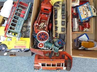 Lot 3410 - Various Modern Diecast Fire Engines together with assorted modern tin toys and other items (qty)