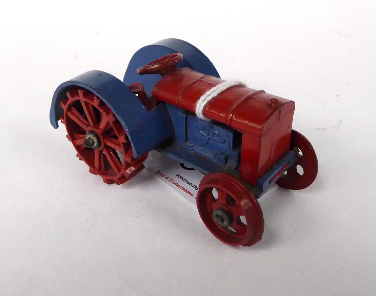 Lot 3413 - Dinky (Pre-War) 22E Farm Tractor red/blue (G)