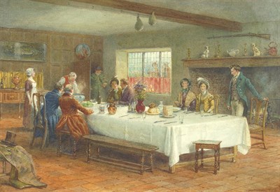 Lot 821 - George Goodwin Kilburne R.I., R.B.A. (1839-1924) Coaching Inn Interior Signed, pencil and...