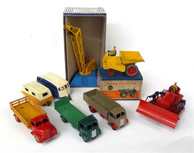 Lot 3427 - Dinky Commercials Guy flat with tailboard, Guy wagon, Comet lorry, bulldozer (all F-G) 752...