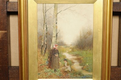 Lot 822 - Benjamin D. Sigmund (fl.1880-1904) "Primrose Gatherers" Signed and dated (18)98, inscribed on...