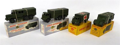 Lot 3434 - Dinky Military 677 Armoured Command car, 626 Ambulance, 689 Medium artillery tractor and 622 10-ton