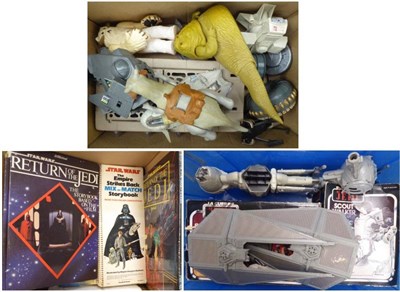 Lot 3483 - Star Wars (Return Of The Jedi) Vehicles And Figures including Slave 1, Scout Walker (both...