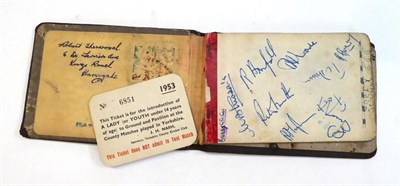 Lot 2 - An Autograph Book Containing 1940's Cricket and Football Team and Players Signatures, including...