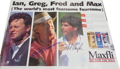 Lot 16 - Maxfli Signed Adverting Poster with signatures of Ian Woosnam, Greg Norman and Fred Couples