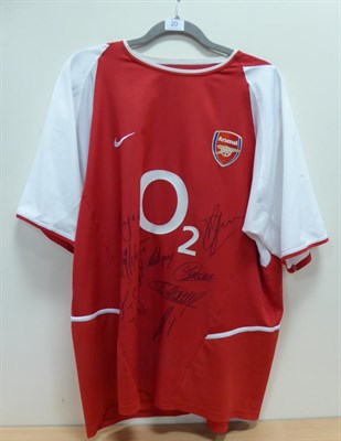 Lot 20 - Arsenal Unbeaten Team 2003-04 Signed Shirt signed by Bergkamp, Reyes, Cygan, Cole, Wenger,...