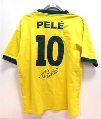 Lot 21 - Brazil 1970 World Cup Winners Replica No.10 Shirt Signed By Pele; with Prestige Certificate of...