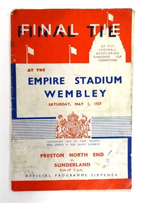 Lot 27 - FA Cup Final 1937 Programme Preston North End v Sunderland 1st May, 24pp (G-F)