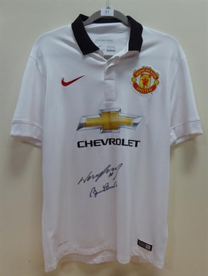 Lot 51 - Wayne Rooney And Bobby Charlton Signed Manchester United Shirt white; with Prestige Certificate...