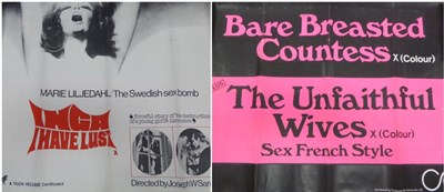 Lot 141 - Quad Film Posters Bare Breasted Countess/Unfaithful Wives Double Bill and Inga I Have Lust (2)