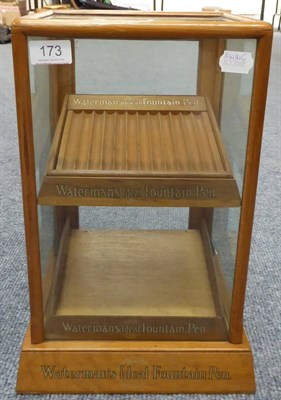 Lot 173 - A Watermans Ideal Fountain Pens Glazed Oak Shop Counter Display Case, inscribed to base in...