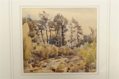 Lot 847 - Frederick (Fred) Lawson (1888-1968) Trees beside a River Signed, pencil and watercolour, 19cm...