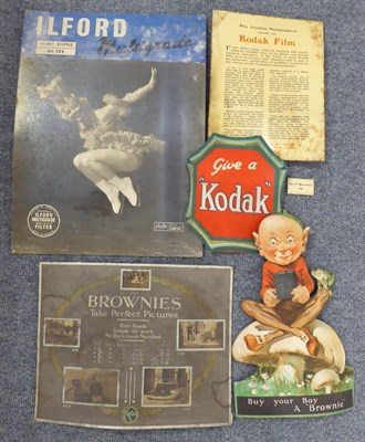 Lot 189 - Five Shop Advertising Showcards for Cameras, including a cut-out figural 'Buy your Boy A...