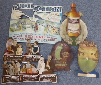 Lot 193 - Nine Cut-Out Shop Advertising Showcards for Emulsion of Cod Liver Oil, comprising Parke, Davis...