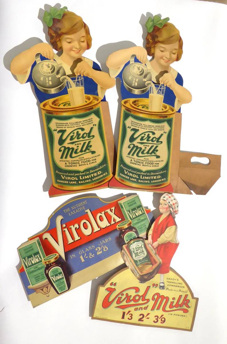 Lot 199 - Three Cut-Out Shop Advertising Showcards for Virol and Milk Powder, all with stands, two in the...