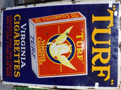 Lot 200 - Turf Virginia Cigarettes Enamel Advertising Sign Cobalt blue ground with white border,...