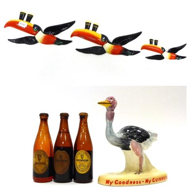 Lot 203 - Carlton Ware Guinness Memorabilia consisting of two large and one small Toucan and an Ostrich...