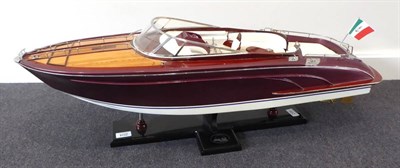 Lot 204 - Speedboat - A Nicely Made Production Model with metallic burgundy hull, wood effect decking,...