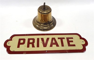 Lot 214 - NER Enamel Door Sign 'Private' with cream ground and red lettering and border, with ink stamp...
