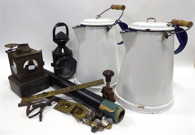 Lot 218 - Various Railway Related Items including BR(E)/NER three aspect handlamp, burner stamped 'BR/E &...