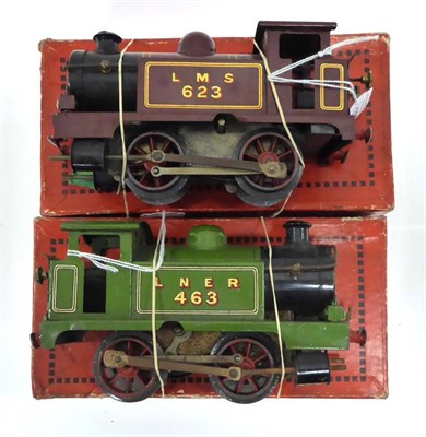 Lot 286 - Hornby Series O Gauge Two 0-4-0 Clockwork  Tank Locomotives No.1 LNER 463 (G, some rusting to...