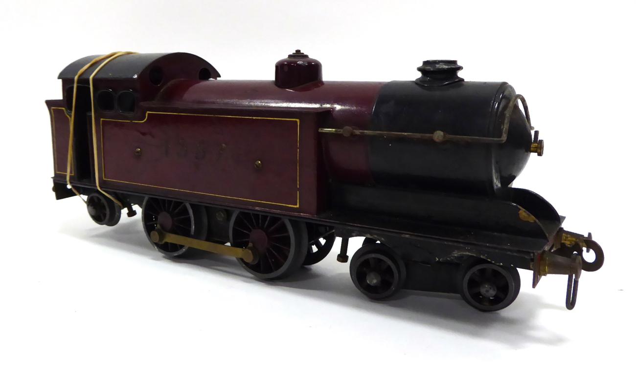 Lot 292 - Bar Knight O Gauge 3-Rail Electric 4-4-2 Locomotive 1357 maroon, with maker's name to rear and...