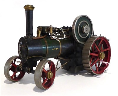 Lot 314 - Bassett-Lowke Live Steam Traction Engine finished in green with brass boiler bands, solid...