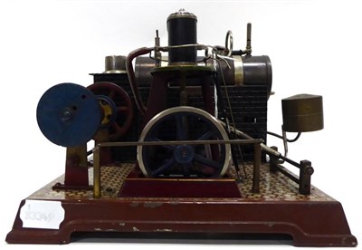 Lot 315 - Bing Live Steam Engine with horizontal boiler in larger cylindrical casing, single fixed...