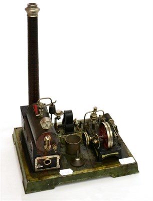 Lot 318 - Doll Live Steam Engine consisting of horizontal boiler mounted on brick effect plinth with...