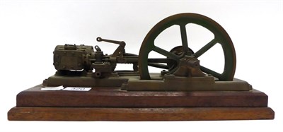 Lot 320 - Kit Built Live Steam Stationary Engine with single horizontal cylinder with wood lagging and single