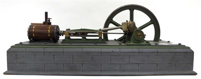 Lot 322 - Live Steam Large Stationary Engine with single horizontal wood lagged cylinder and 8.5"; (22cm)...