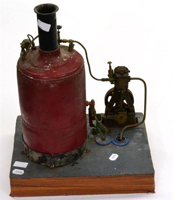 Lot 324 - Live Steam Stationary Engine consisting of large vertical boiler 7";, 18cm diameter connected...