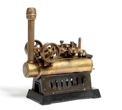 Lot 332 - Marklin Live Steam Engine constructed primarily in brass and consisting of horizontal boiler on...