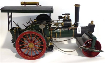 Lot 333 - Maxwell Hemmens Live Steam 1"; Scale Road Roller finished in green with brass boiler bands, painted