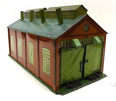 Lot 358 - Hornby O Gauge No.E2E Engine Shed (F-G, four replacement ventilators and other restoration)