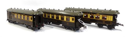 Lot 359 - Hornby O Gauge Three Bogie Pullman Coaches Loraine, Arcadia and Iolanthe (all G-F) (3)